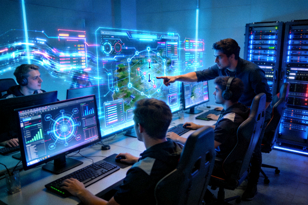 电竞战队使用机器学习系统进行战术训练的场景